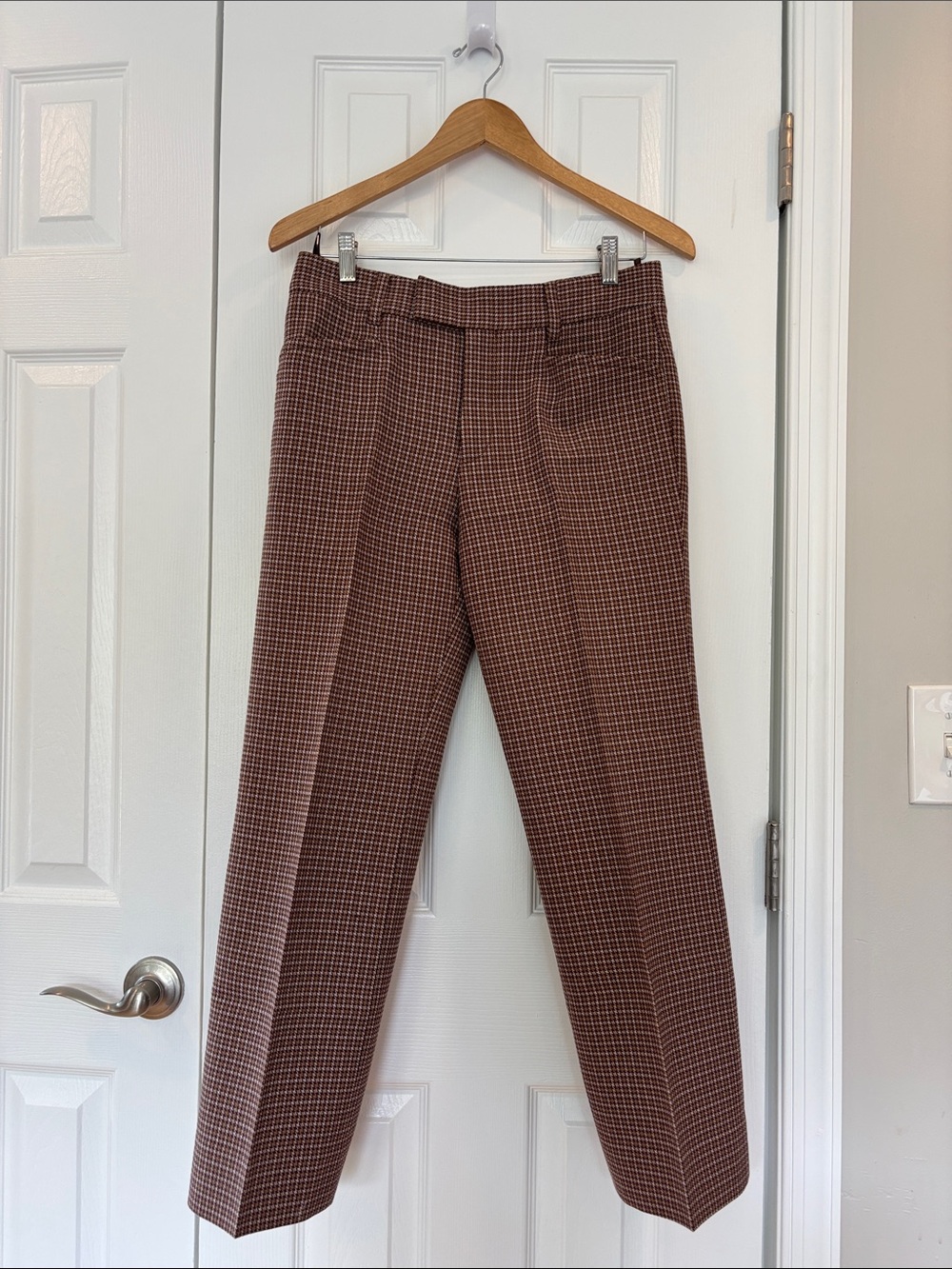Miu Miu Brown Houndstooth Pants, Ankle Length